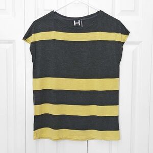 Nordstrom Dark Gray Yellow Sriped Flowy Tee-Tank Size XS, H by Bordeaux